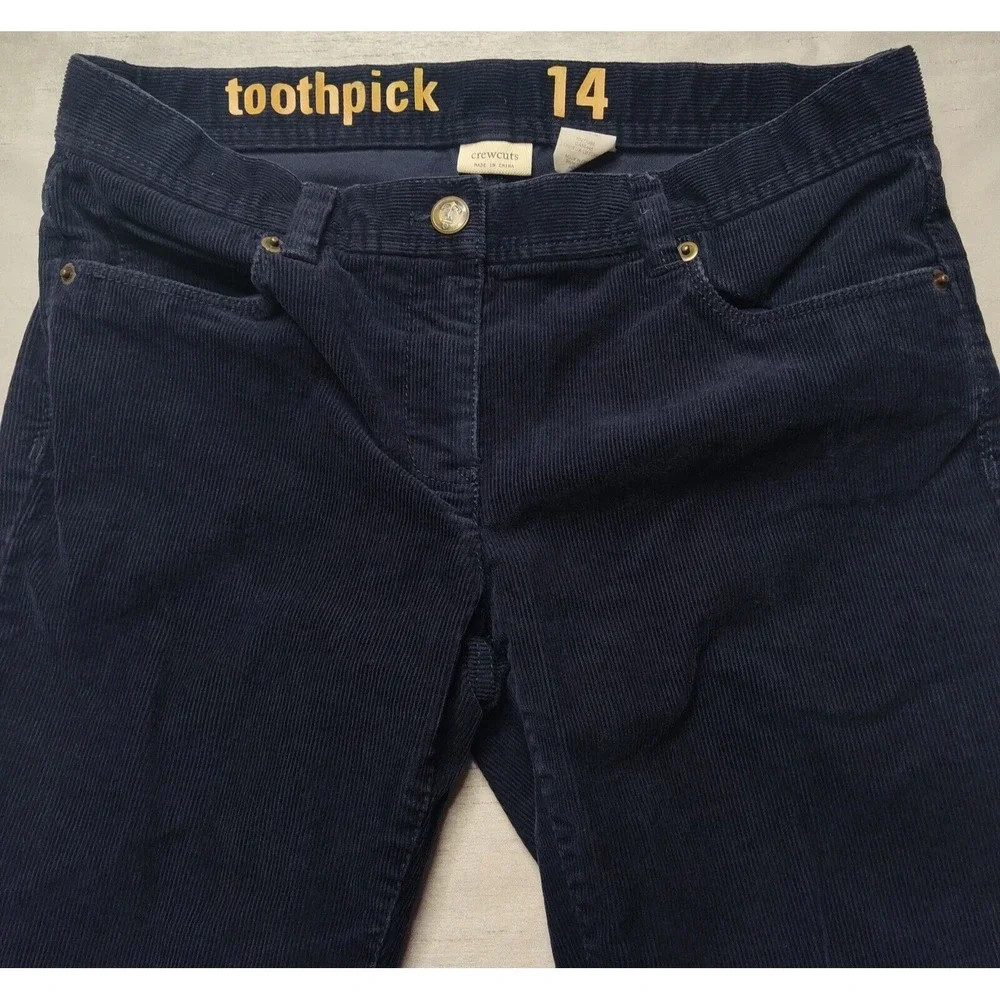 J. CREW‎ CREWCUTS TOOTHPICK Girls Size 14 Blue Cotton Flex Corduroy Pants